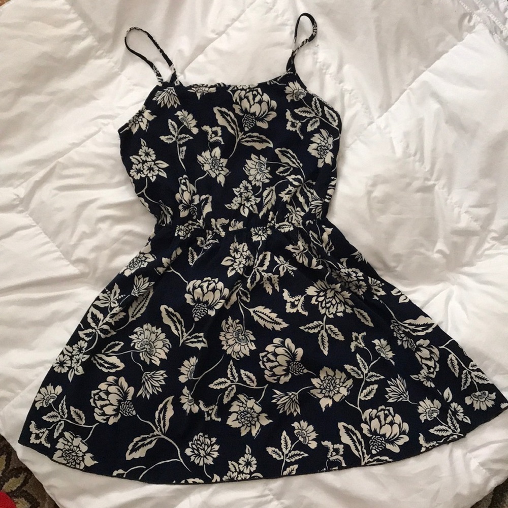 Navy blue flowery dress